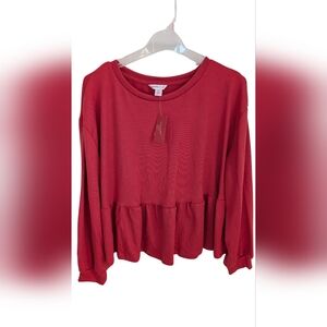 Red Long Sleeve Top